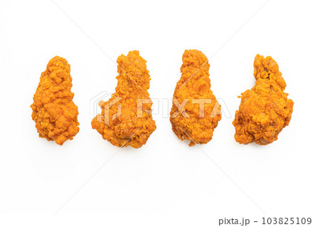 fried spicy chicken on white background fried spicy chicken on white background 103825109