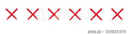 Hand painted rejected signs. Grunge style red wrong mark. Cross mark vector illustration Hand painted rejected signs. Grunge style red wrong mark. Cross mark vector illustration 103825370
