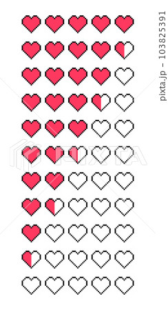 Heart rating icon set. Pixel heart customer review. Vector illustration in flat style 103825391
