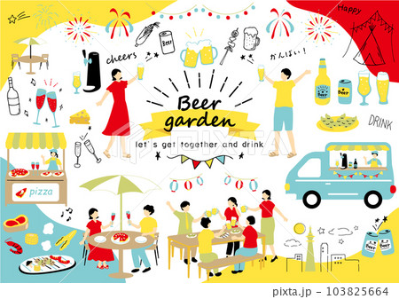 ビアガーデンを楽しむ人達 ビアガーデンを楽しむ人達 103825664