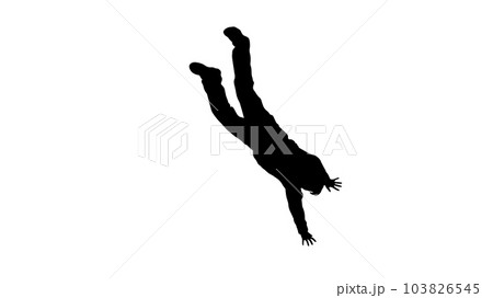 転落する人物シルエット_ワイド 103826545