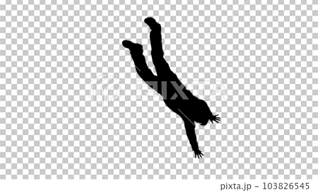 転落する人物シルエット_ワイド 103826545