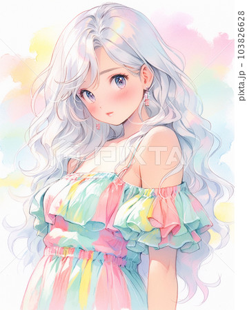 虹色ドレスの女の子のイラスト素材 [103826628] - PIXTA