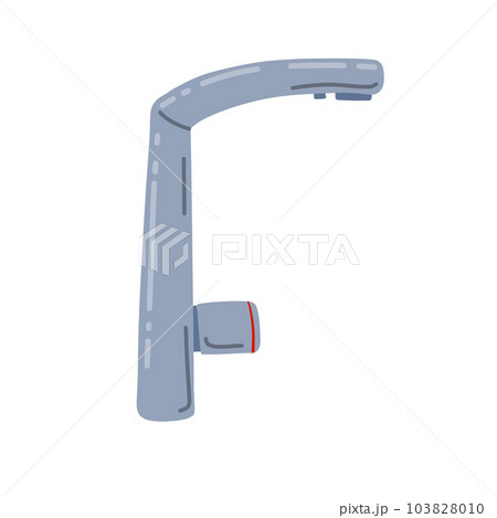 Water tap. Plumbing in kitchen and bathroom. Flat cartoon isolated on white background 103828010
