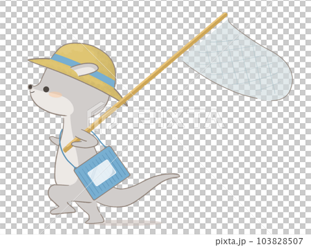 虫取りをするカワウソのイラスト 虫取りをするカワウソのイラスト 103828507