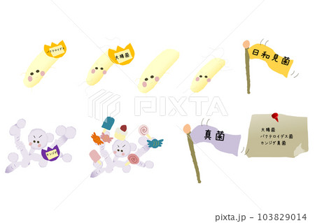 日和見菌　真菌のかわいいイラストセット 103829014