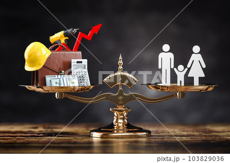 Work life family balance, harmony, time and money menedgment concept. 103829036