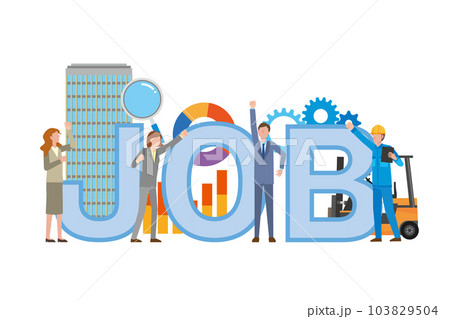JOBの文字と働く人たち JOBの文字と働く人たち 103829504