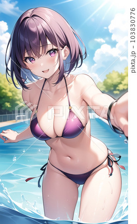 水着姿の美少女 AI画像のイラスト素材 [103830776] - PIXTA