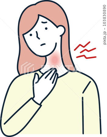 喉に違和感がある女性　シンプルイラスト 103830890