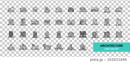 色々な建物のラインアイコンセット 103831846