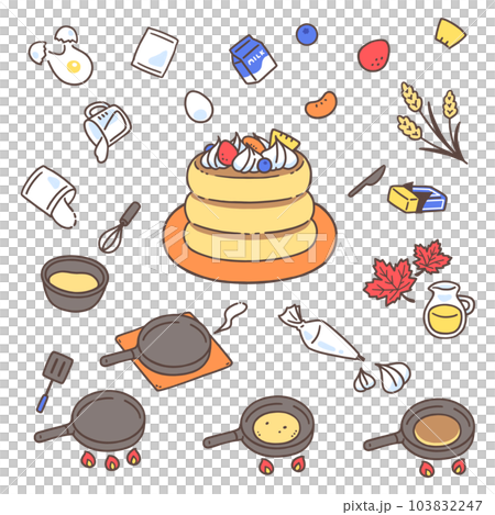 手描きイラスト　ミニ色紙　夏喫茶/ホットケーキ tabemono_hottoke-ki-400x220.png