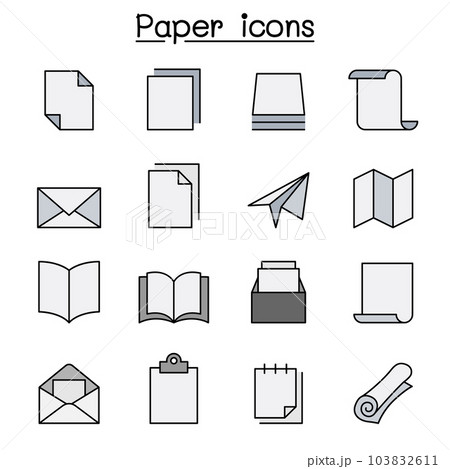 Paper color line icon set Paper color line icon set 103832611