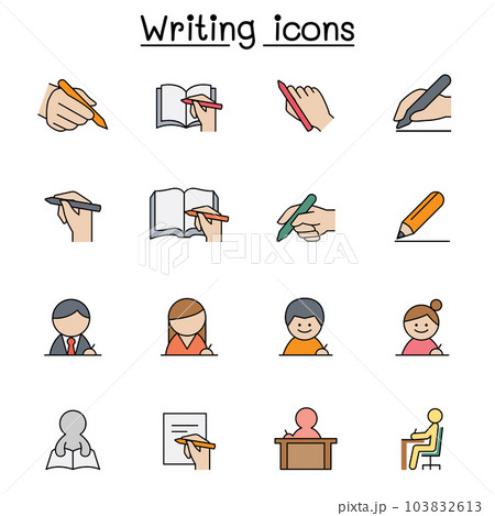Writing color line icon set 103832613