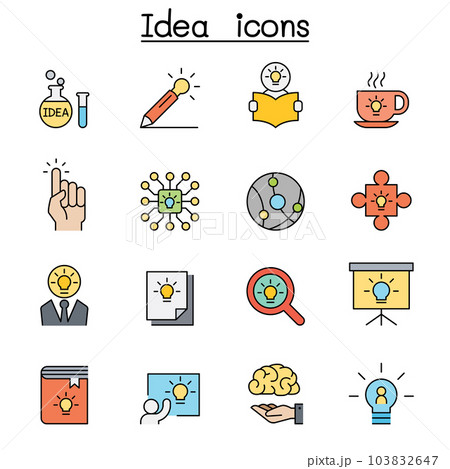 Idea, Creative, Innovation, Inspiration color line icon set Idea, Creative, Innovation, Inspiration color line icon set 103832647
