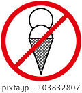 Ice cream prohibition sign pictogram. 103832807