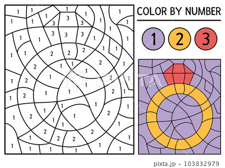 Vector wedding color by number activity with...のイラスト素材 [103832979] - PIXTA