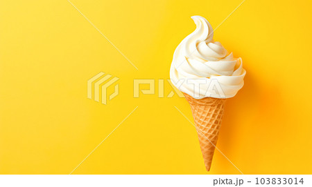 黄色い背景にソフトクリーム「AI生成画像」 103833014