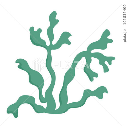 Vector green seaweeds icon. Under the sea illustration with cute fucus. Ocean plant clipart. Cartoon underwater or marine clip art for children isolated on white background 103833400
