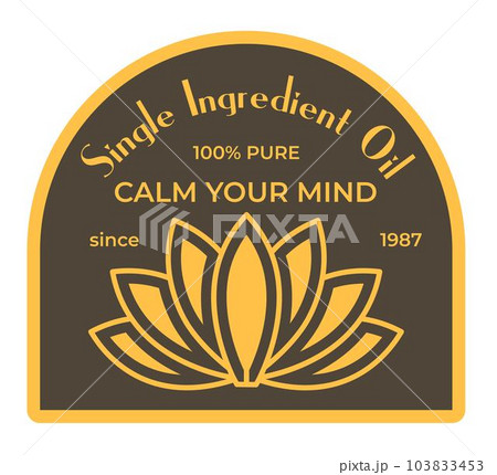 Single ingredient oil, calm your mind label logo 103833453