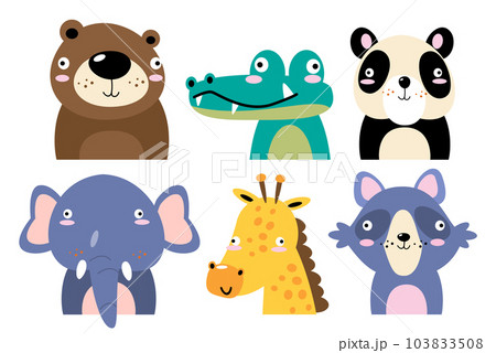 Set of wildlife animals . Dumb face . Vector illustration . 103833508
