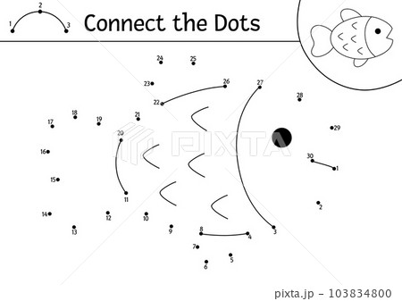 Vector dot-to-dot and color activity with cute...のイラスト素材 [103834800 ...