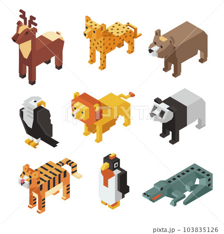 Animals figurines, pixel figures of characters Animals figurines, pixel figures of characters 103835126