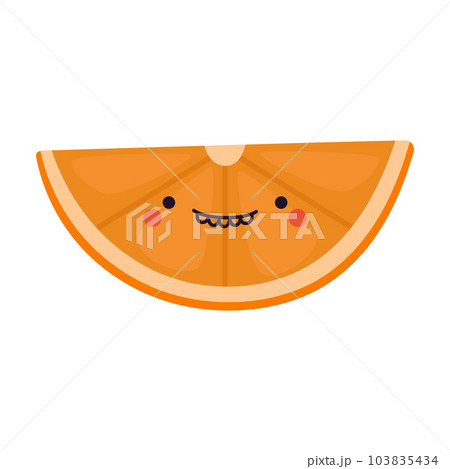 Slice of orange in kawaii style. Slice of orange in kawaii style. 103835434
