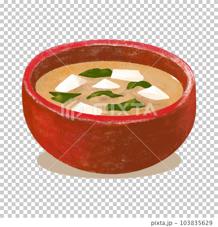 碗中味噌湯的手繪插圖 103835629