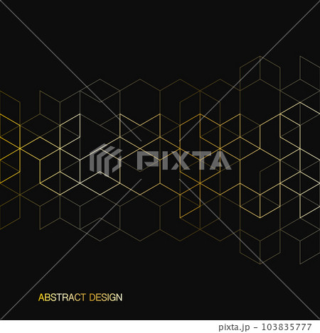 The graphic design elements with isometric shape golden blocks. Vector illustration of abstract geometric background The graphic design elements with isometric shape golden blocks. Vector illustration of abstract geometric background 103835777