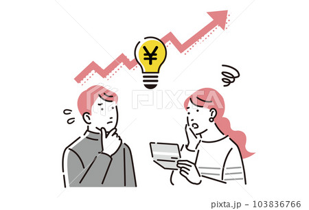 人物 電気代上昇に悩む夫婦 人物 電気代上昇に悩む夫婦 103836766