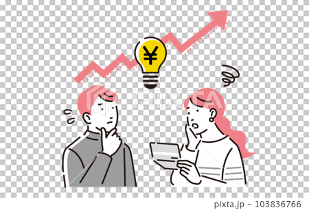 人物 電気代上昇に悩む夫婦 人物 電気代上昇に悩む夫婦 103836766