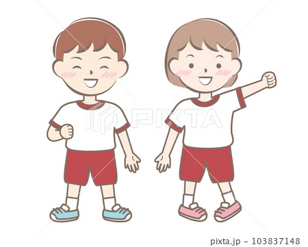体操服の子供たち 全身 体操服の子供たち 全身 103837148