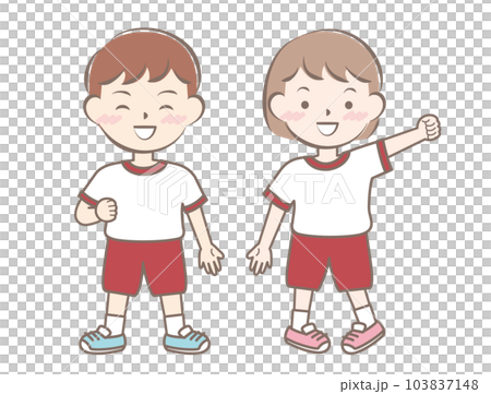 体操服の子供たち 全身 体操服の子供たち 全身 103837148