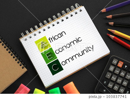 AEC - African Economic Community acronym on notepad, business concept background AEC - African Economic Community acronym on notepad, business concept background 103837741