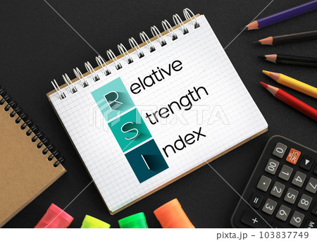 RSI - Relative Strength Index acronym on notepad, business concept background 103837749