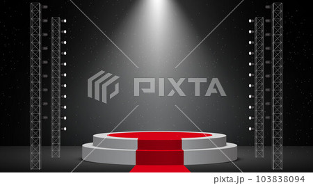 white podium and red carpet with spotlight on the stage white podium and red carpet with spotlight on the stage 103838094