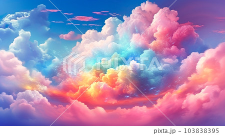 虹色の美しい雲のイラスト背景「AI生成画像」のイラスト素材 [103838395] - PIXTA