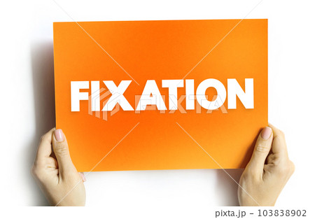 Fixation - an obsessive interest in or feeling about someone or something, text concept on card 103838902