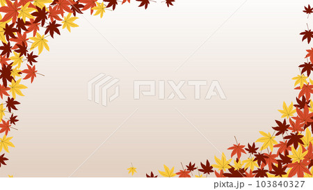 紅葉がモチーフの落ち葉の背景イラストフレーム 103840327