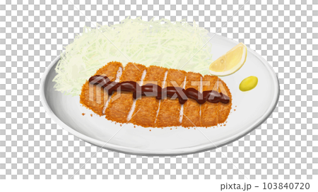 皿に盛られたとんかつのイラスト 103840720