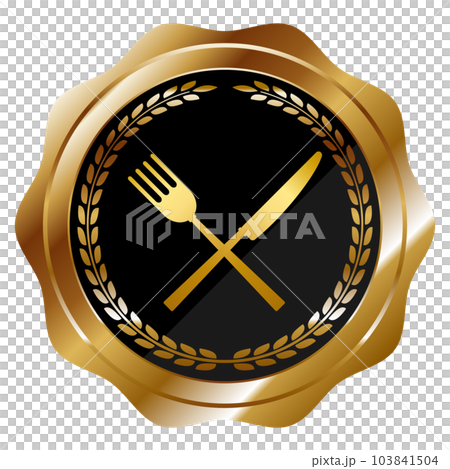 Luxury cutlery emblem black & gold Luxury cutlery emblem black & gold 103841504