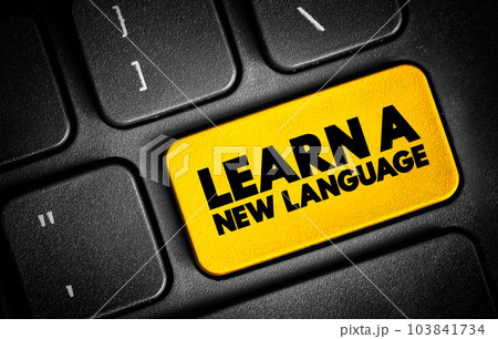 Learn A New Language text button on keyboard, concept background 103841734