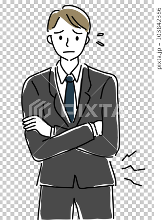 Simple line drawing illustration of a businessman with painful back pain Simple line drawing illustration of a businessman with painful back pain 103842386