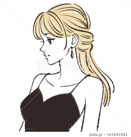 横顔の女性のイラスト素材 103842881