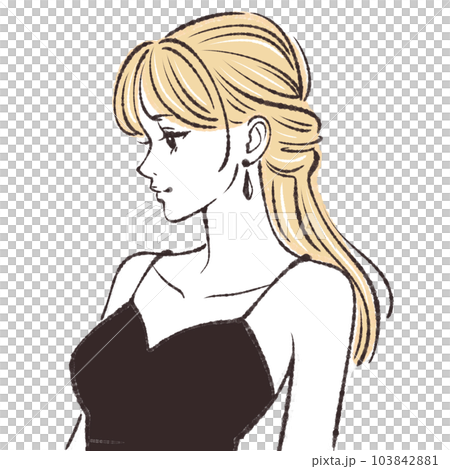 横顔の女性のイラスト素材 103842881