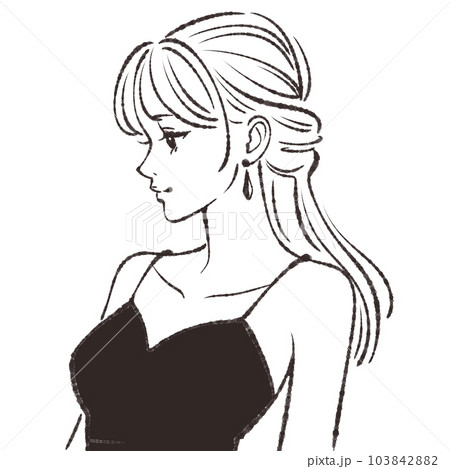 横顔の女性のイラスト素材 103842882