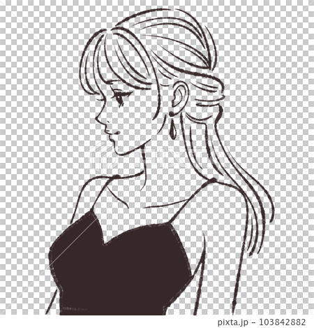 横顔の女性のイラスト素材 103842882