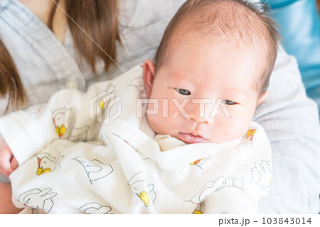 母親に抱かれる乳幼児 母親に抱かれる乳幼児 103843014