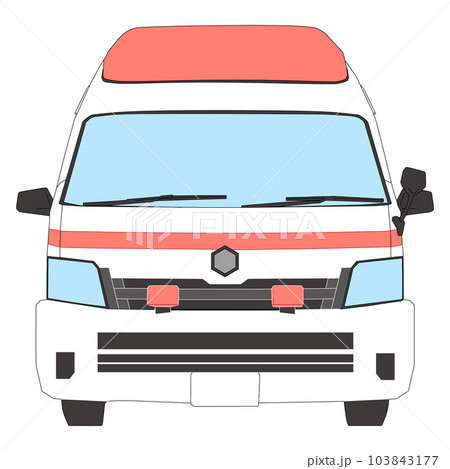 リアルな救急車の正面イラストのイラスト素材 [1…
